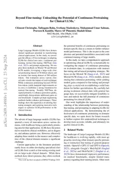 Beyond Fine-tuning: Unleashing the Potential of Continuous Pretraining
  for Clinical LLMs