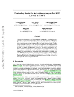 Evaluating Synthetic Activations composed of SAE Latents in GPT-2