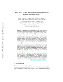 AIM 2024 Sparse Neural Rendering Challenge: Dataset and Benchmark