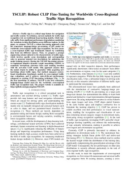 TSCLIP: Robust CLIP Fine-Tuning for Worldwide Cross-Regional Traffic Sign Recognition