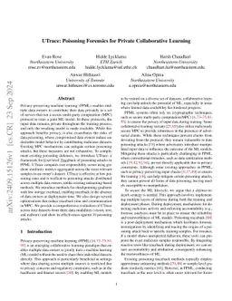 UTrace: Poisoning Forensics for Private Collaborative Learning