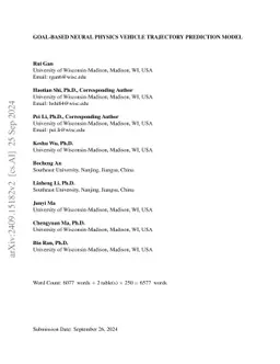 Goal-based Neural Physics Vehicle Trajectory Prediction Model