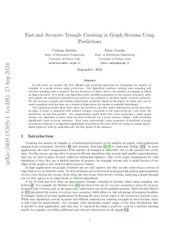 Fast and Accurate Triangle Counting in Graph Streams Using Predictions