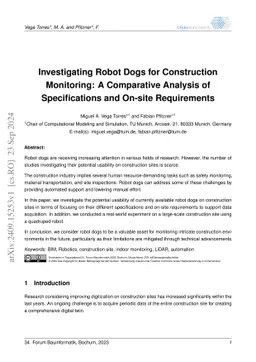 Investigating Robot Dogs for Construction Monitoring: A Comparative
  Analysis of Specifications and On-site Requirements