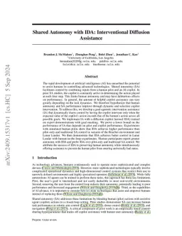 Shared Autonomy with IDA: Interventional Diffusion Assistance