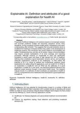 Explainable AI: Definition and attributes of a good explanation for
  health AI