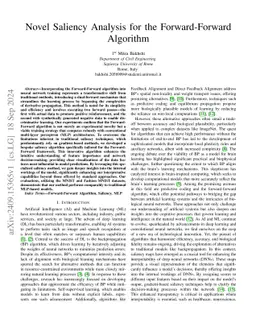Novel Saliency Analysis for the Forward Forward Algorithm