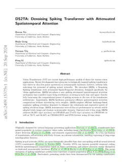 DS2TA: Denoising Spiking Transformer with Attenuated Spatiotemporal
  Attention