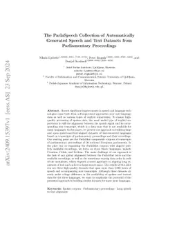 The ParlaSpeech Collection of Automatically Generated Speech and Text
  Datasets from Parliamentary Proceedings