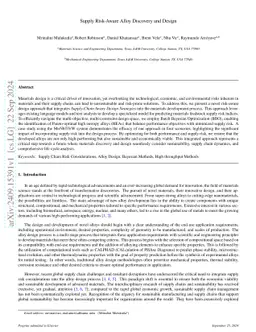 Supply Risk-Aware Alloy Discovery and Design