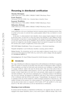 Renaming in distributed certification