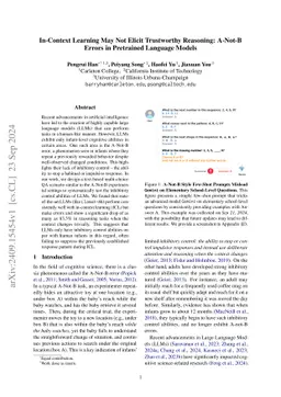 In-Context Learning May Not Elicit Trustworthy Reasoning: A-Not-B Errors
  in Pretrained Language Models