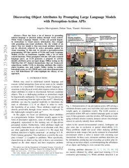 Discovering Object Attributes by Prompting Large Language Models with Perception-Action APIs