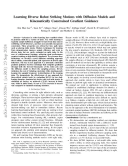 Learning Diverse Robot Striking Motions with Diffusion Models and Kinematically Constrained Gradient Guidance