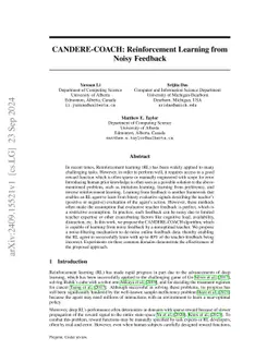 CANDERE-COACH: Reinforcement Learning from Noisy Feedback