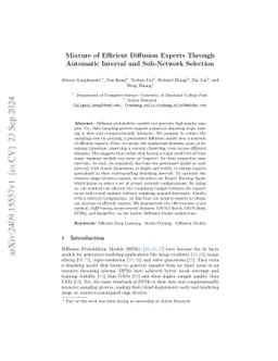 Mixture of Efficient Diffusion Experts Through Automatic Interval and
  Sub-Network Selection
