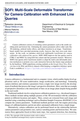 SOFI: Multi-Scale Deformable Transformer for Camera Calibration with
  Enhanced Line Queries