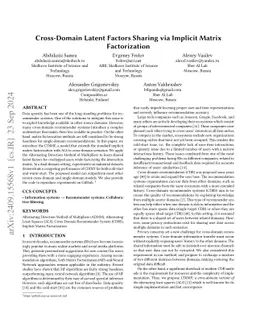 Cross-Domain Latent Factors Sharing via Implicit Matrix Factorization