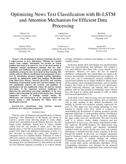Optimizing News Text Classification with Bi-LSTM and Attention Mechanism
  for Efficient Data Processing