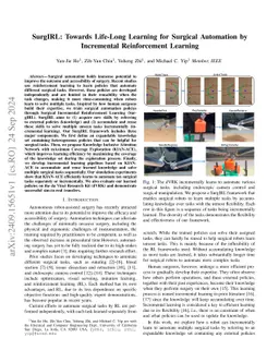 SurgIRL: Towards Life-Long Learning for Surgical Automation by
  Incremental Reinforcement Learning