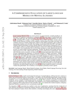 A Comprehensive Evaluation of Large Language Models on Mental Illnesses