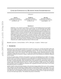 Linear Contextual Bandits with Interference