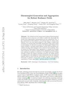 Disentangled Generation and Aggregation for Robust Radiance Fields