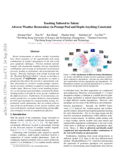 Teaching Tailored to Talent: Adverse Weather Restoration via Prompt Pool
  and Depth-Anything Constraint
