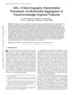 ViKL: A Mammography Interpretation Framework via Multimodal Aggregation
  of Visual-knowledge-linguistic Features