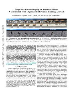 Stage-Wise Reward Shaping for Acrobatic Robots: A Constrained
  Multi-Objective Reinforcement Learning Approach
