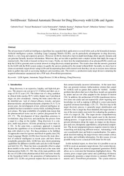 SwiftDossier: Tailored Automatic Dossier for Drug Discovery with LLMs
  and Agents