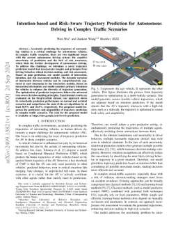 Intention-based and Risk-Aware Trajectory Prediction for Autonomous
  Driving in Complex Traffic Scenarios