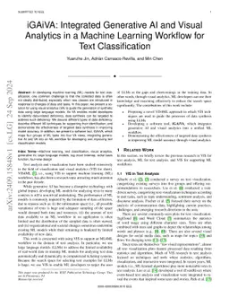 iGAiVA: Integrated Generative AI and Visual Analytics in a Machine Learning Workflow for Text Classification