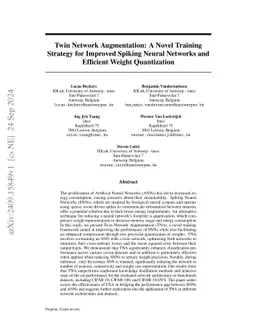 Twin Network Augmentation: A Novel Training Strategy for Improved
  Spiking Neural Networks and Efficient Weight Quantization