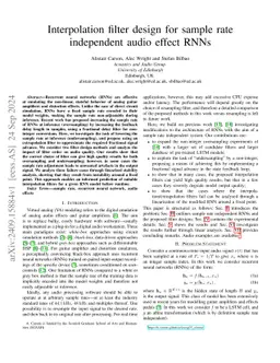 Interpolation Filter Design for Sample Rate Independent Audio Effect RNNs