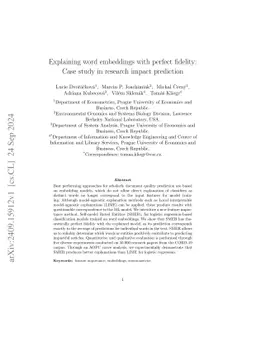 Explaining word embeddings with perfect fidelity: Case study in research impact prediction