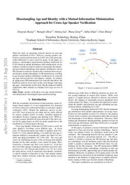 Disentangling Age and Identity with a Mutual Information Minimization
  Approach for Cross-Age Speaker Verification