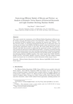 Semi-strong Efficient Market of Bitcoin and Twitter: an Analysis of
  Semantic Vector Spaces of Extracted Keywords and Light Gradient Boosting
  Machine Models