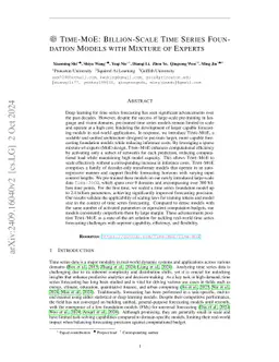 Time-MoE: Billion-Scale Time Series Foundation Models with Mixture of Experts