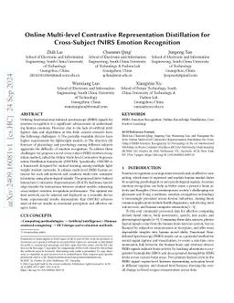 Online Multi-level Contrastive Representation Distillation for
  Cross-Subject fNIRS Emotion Recognition