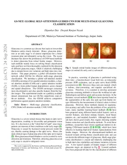 GS-Net: Global Self-Attention Guided CNN for Multi-Stage Glaucoma
  Classification