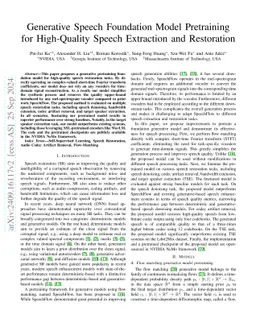 Generative Speech Foundation Model Pretraining for High-Quality Speech
  Extraction and Restoration
