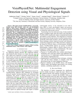VisioPhysioENet: Visual Physiological Engagement Detection Network