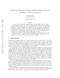 Extending Stable and Popular Matching Algorithms from Bipartite to Arbitrary Instances