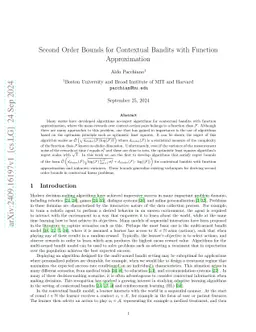 Second Order Bounds for Contextual Bandits with Function Approximation