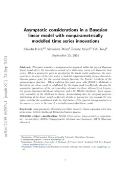 Asymptotic considerations in a Bayesian linear model with
  nonparametrically modelled time series innovations