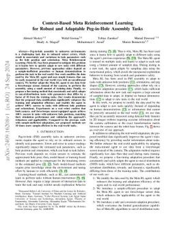 Context-Based Meta Reinforcement Learning for Robust and Adaptable Peg-in-Hole Assembly Tasks