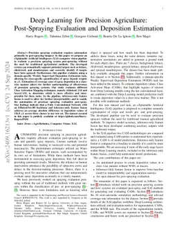 Deep Learning for Precision Agriculture: Post-Spraying Evaluation and
  Deposition Estimation