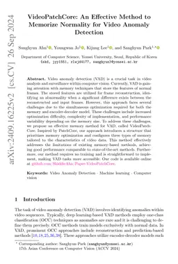 VideoPatchCore: An Effective Method to Memorize Normality for Video
  Anomaly Detection