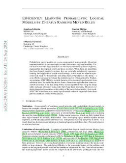 Efficiently Learning Probabilistic Logical Models by Cheaply Ranking Mined Rules